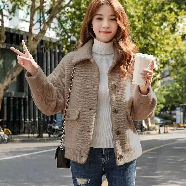 

Thickened Mink Velvet Coat Women Winter Clothes Women New Casual Jacket Fashion Loose Imitation Faux Fur Plush Fur Coat T566