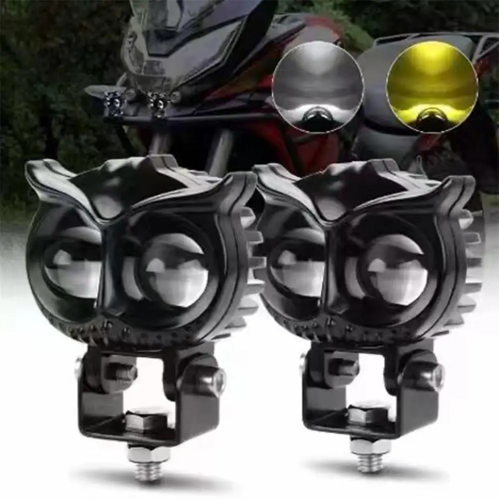 

Motorcycles Led Headlight Fog Light Car Dual Color Owl Design Head Light ATV Scooter for Auxiliary Spotlight Lamp Accessories