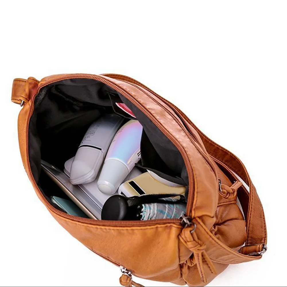 Multi-pockets Messenger Bag Casual High-capacity Zipper Open Mother Bag Vintage Fashion Tote Bags Shoulder Bags For Women Men