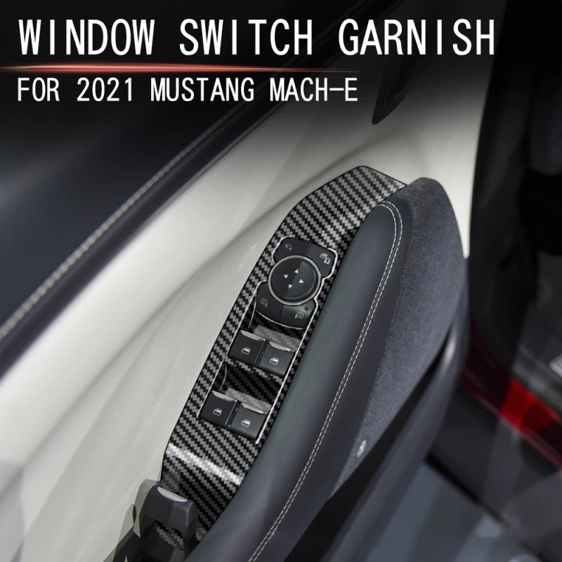 

For Ford Mustang Mach-E 2021 2022 inner Car door armrest Window lift button switch cover glass control panle cover accessories