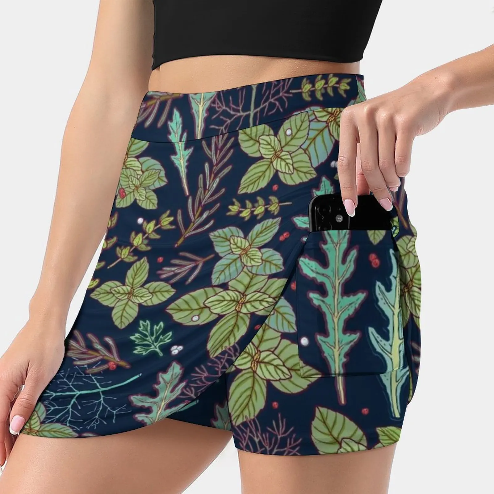 

Женская юбка с рисунком темных трав, теннисная юбка с карманами, юбка для гольфа, юбки для бадминтона, юбки для бега, юбки с изображением бази...