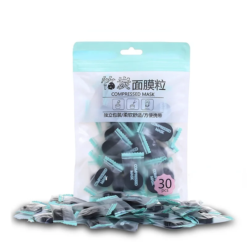 

30 см, Бамбуковая угольная компрессионная маска, черная компрессионная маска для лица, отбеливающая маска для лица с бамбуковым углем, бумаг...