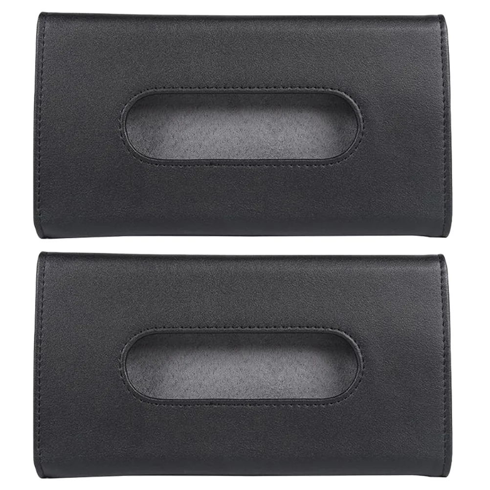 

2 Pcs Sun Visor Tissue Box Auto Paper Towel Dispenser Holder Car PU Case Sunroof