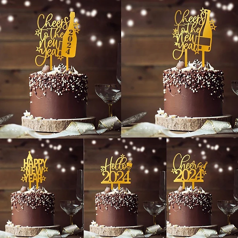 

Акриловый мини-Топпер для кексов на новый год 2024, 1 шт., Рождественский Топпер для торта, свадебное украшение, аксессуары