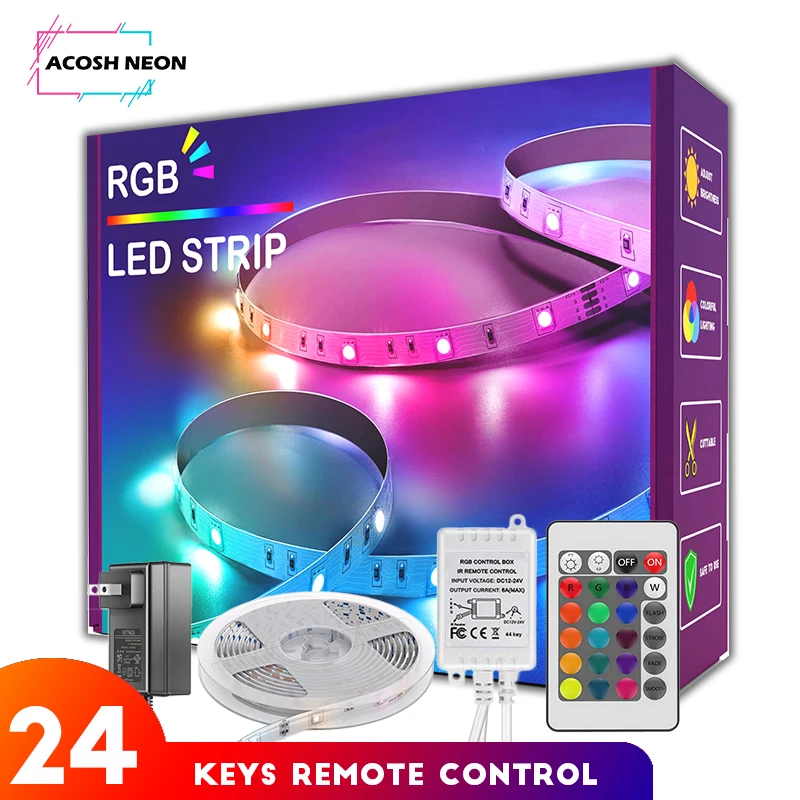 RGB Led Strip Lights Waterproof, 65.6ft 20M LED Tape Lights Color Changing 300 LEDs Light Strips Kit with 44 Keys Ir Remote