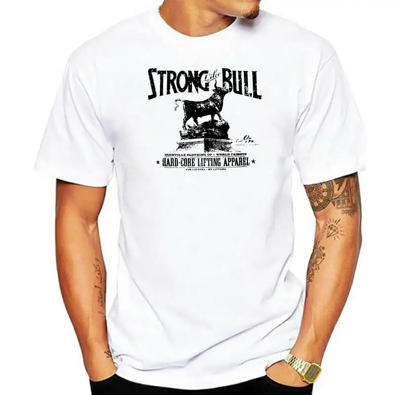 

Ironville Strong Like Bull Powerlifting T Shirt 100% Cotton T Shirts Brand Clothing Tops Tees