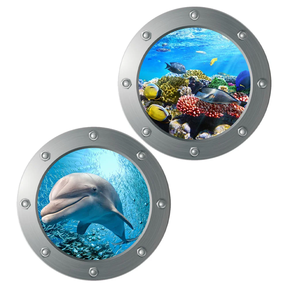 

2pcs Wall Decals 3D Ocean Wall Decor Wall Decals Removable Ocean Theme Wall Stickers