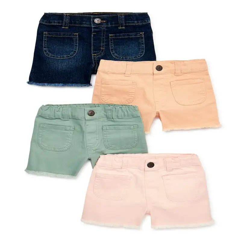 

and Toddler Girls Denim and Twill Shorts, 4-Pack, Sizes 12 Months-5T