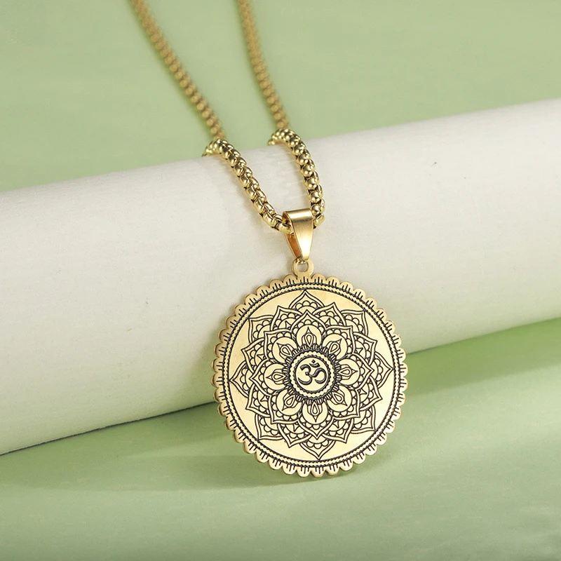 

Classic Mandala Om Yoga Pendant Necklace for Women and Men Religious Amulet Buddha Mandala Meditation Spiritual Jewelry Gift