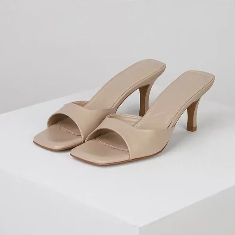 Large Size Sandals for Women 2023 Summer New Square Toe Thin Heel Open Toe Sandals for Women with High Heels