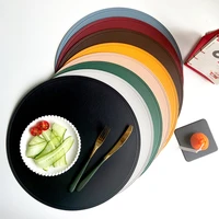1pcs nordic style leather round western food mat pvc oil proof table mat hotel household insulation mat