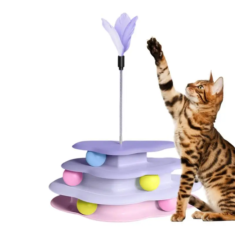 

4-слойная игрушка для кошек, башня, треки, интерактивная игрушка для домашних животных, игрушки для кошек, котят, Аксессуары для кошек, игрушки