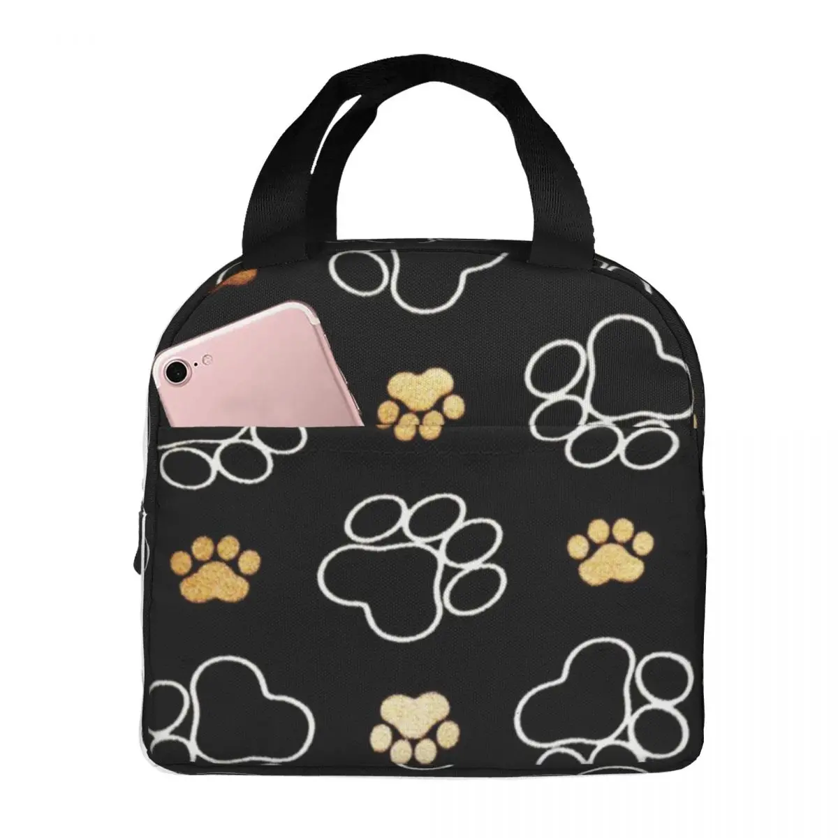 

Dog Paw Portable Insulated Oxford Lunch Bag Reusable Lunch Box Lunch Organizer Thermal Cooler Tote Bag