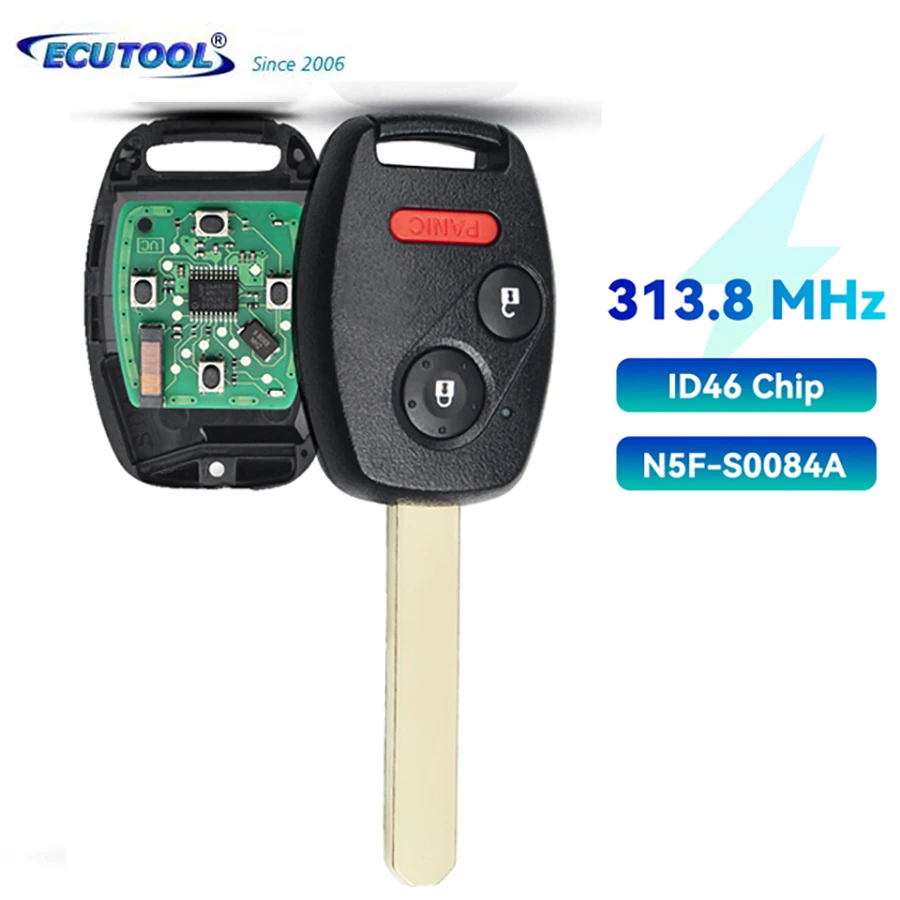 

3/4Buttons N5F-S0084 A 313.8Mhz 433Mhz Fob ID46 Chip PCF7936 Car Remote Key For Honda Civic EX Si 2006 2007 2008 2009 2010 2011