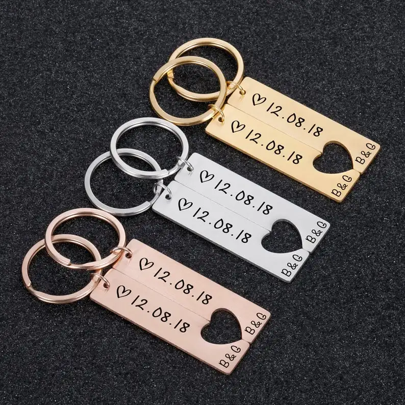 

Customize Name Keychain Stainless Steel Engrave Car Date Key Chain Personalized for Women Anniversary Jewelry Gift