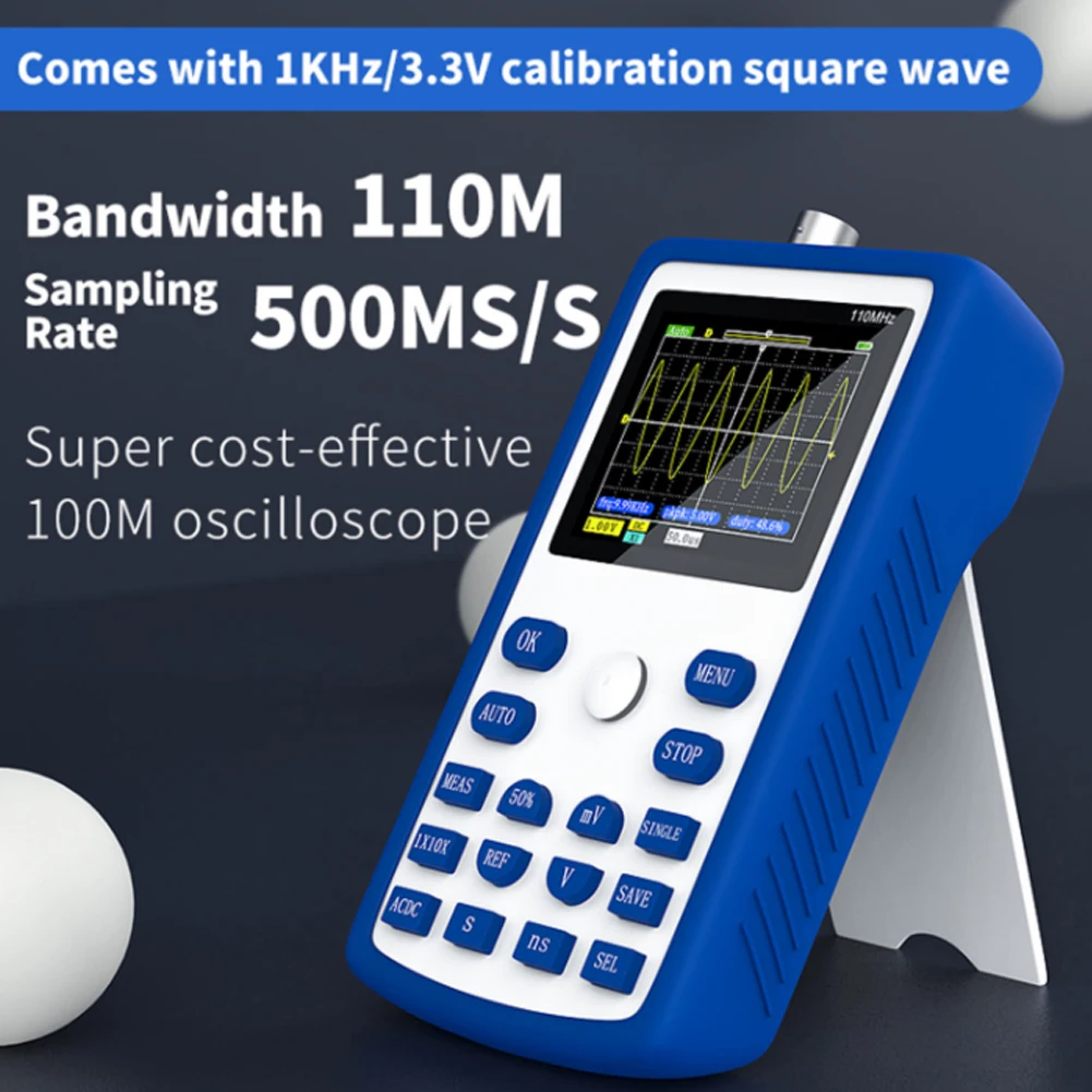 500MS/s Sampling Rate FNIRSI-1C15 Professional Mini Digital Oscilloscope 110MHz Analog Bandwidth Support Waveform Storage