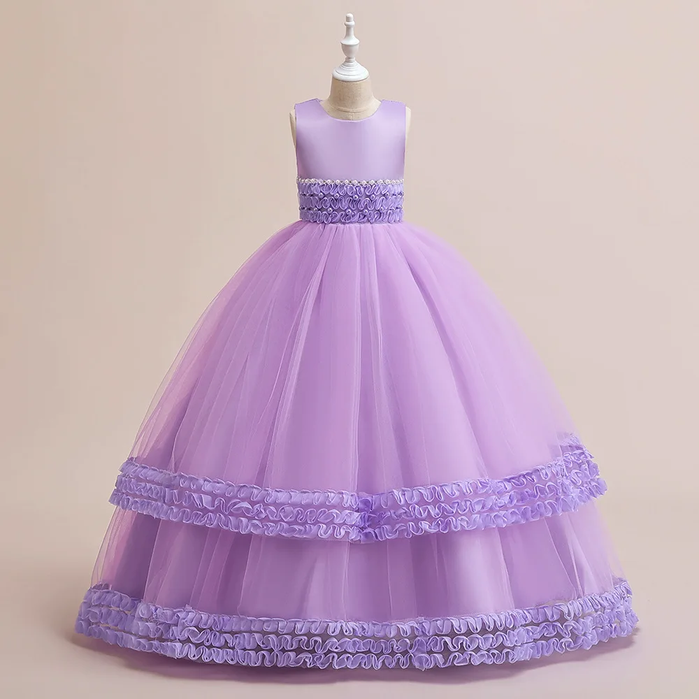 

New Purple Flower Girl Dresses for Wedding 2023 Floor Length Tulle Tutu Pageant Gown Kids First Communion Princess Dresses