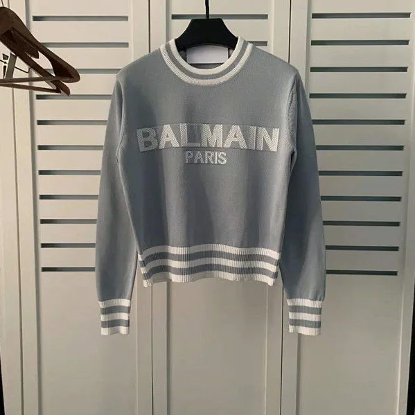 

2022 autumn and winter new products contrast color loose pullover letter jacquard long-sleeved sweater women's models