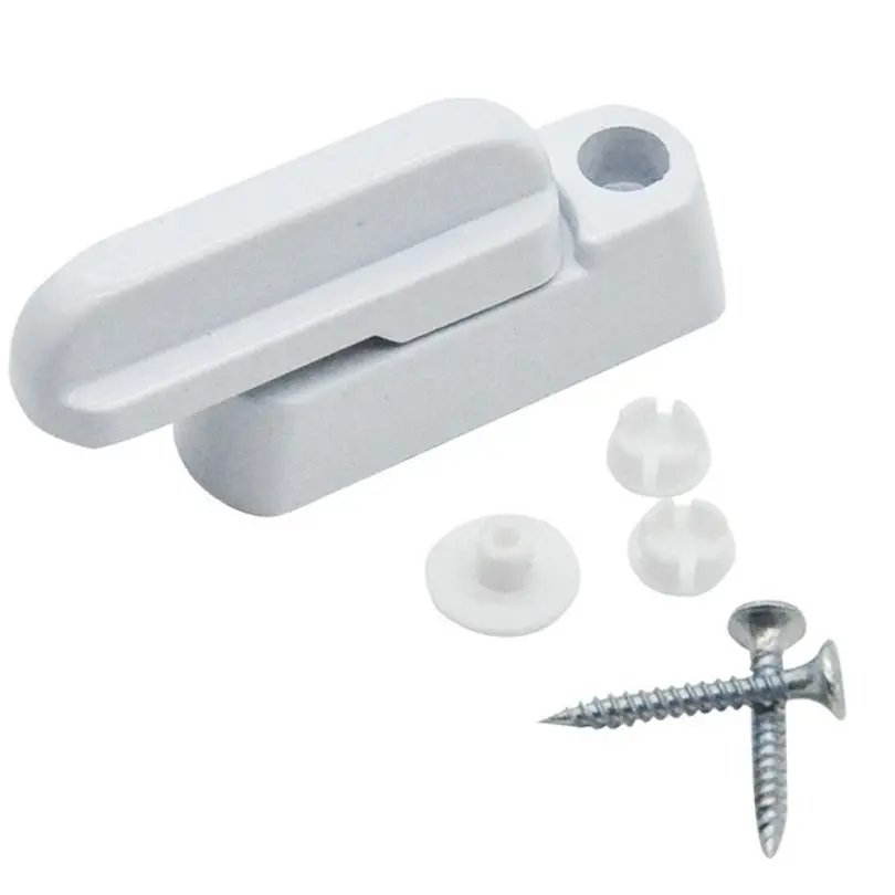 

T Shaped Lock White Aluminum Alloy T Shaped Lock Sliding Window Lock Safety Lever Handle Window Buckle for PVC Windows Doors