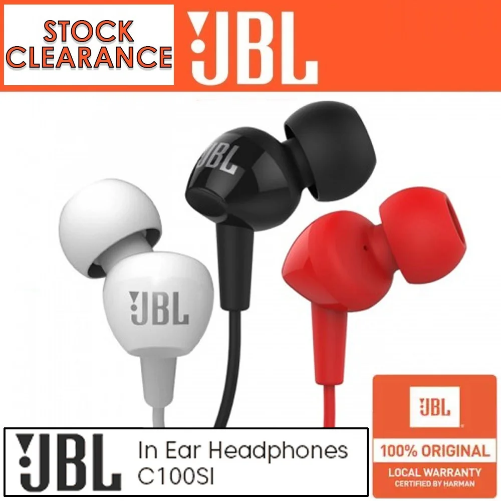 

JBL C100SI 3.5mm Wired Bass Stereo Earphones With Mic For Universal Mobile Phone