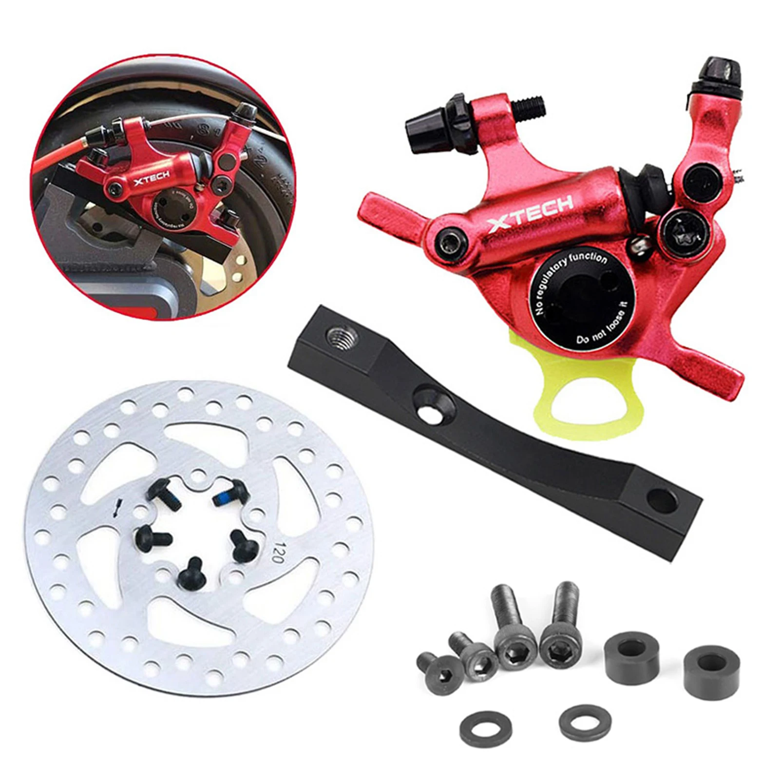 

Hydraulic Disc Brake Caliper with Adapter and 120mm Disc Rotor for Xiaomi M365 Pro Electric Scooter