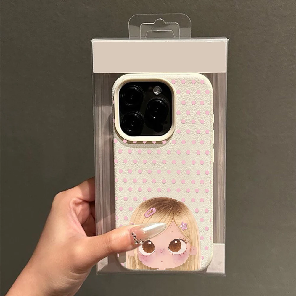 Фото Милый чехол для iPhone 11 12 13 14 15 16 17 Pro Max Plus Air с креативным дизайном в горошек для блондинок, мягкий чехол из поликарбоната №1