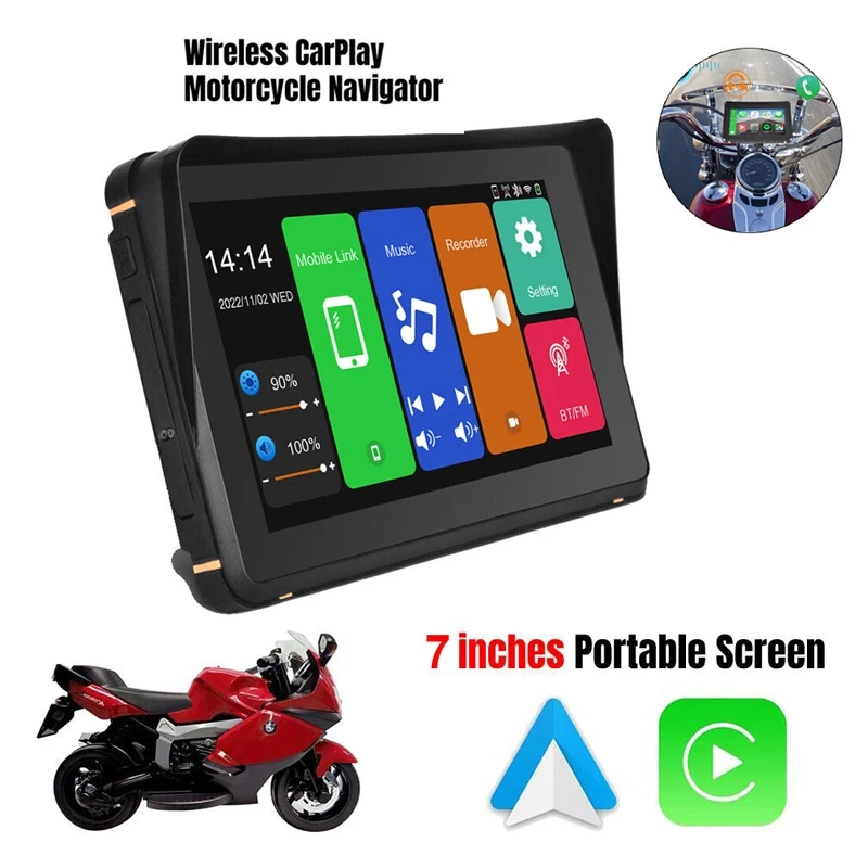 

7 Inch Touch Motorcycle GPS Navigation Portable Motorcycle Special Navigator Support CarPlay / Android Auto IPX76 Waterproof