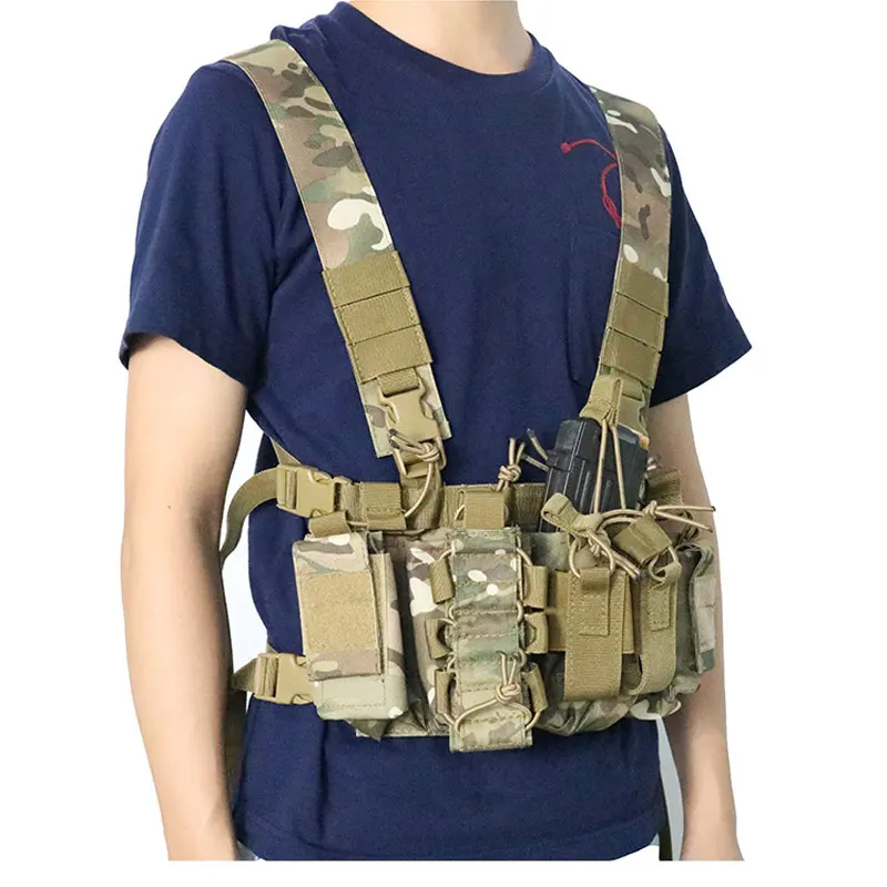 

Tactical Chest Rig Radio Harness Front Pouch Holster Bag Military Vest Rig Bag Adjustable Functional Two Way Radio Waist Pouch