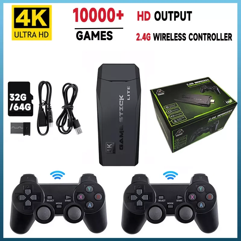 

Retro Games Console Video Game Console 64G/32G Stick Lite 4K Built in 10000 Games Wireless Controller For Boys Gift Dropshipping