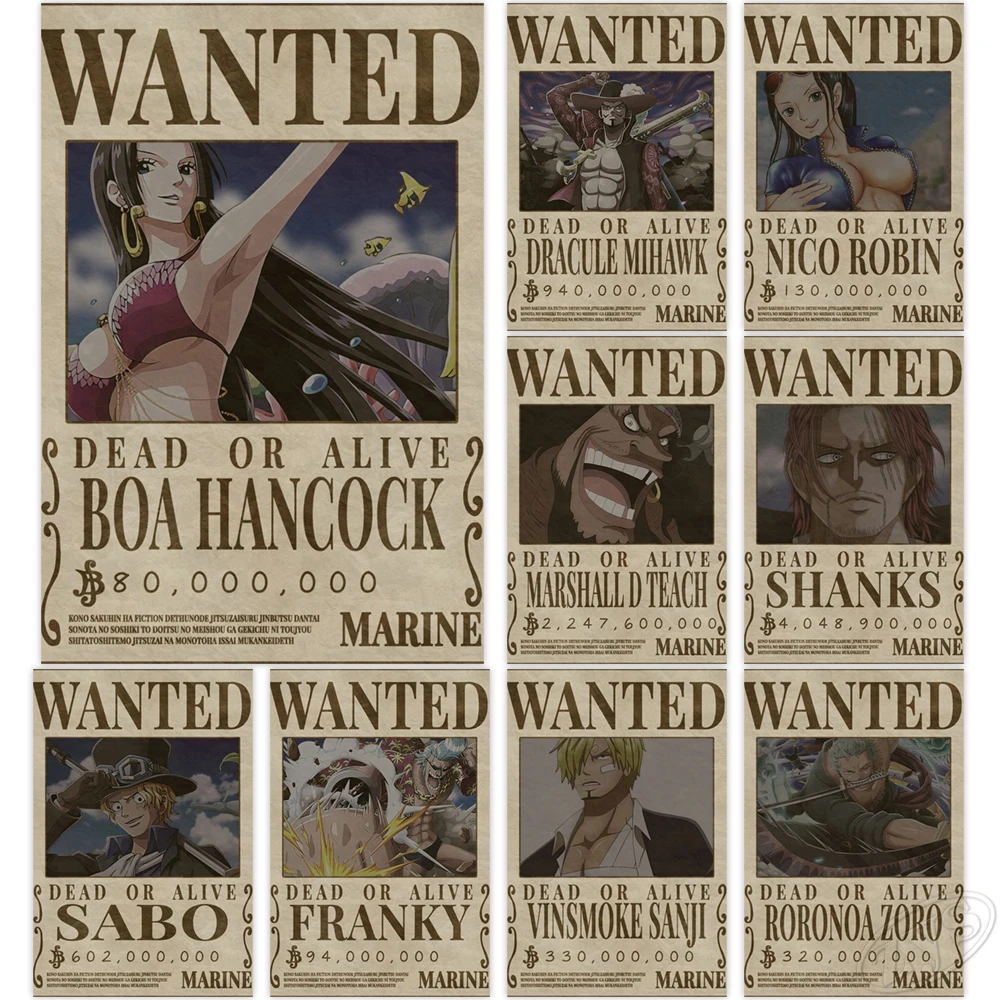 Один кусок бумаги крафт стены Обезьяна D. Картины Luffy Home Roronoa плакат Zoro Vinsmoke Sanji