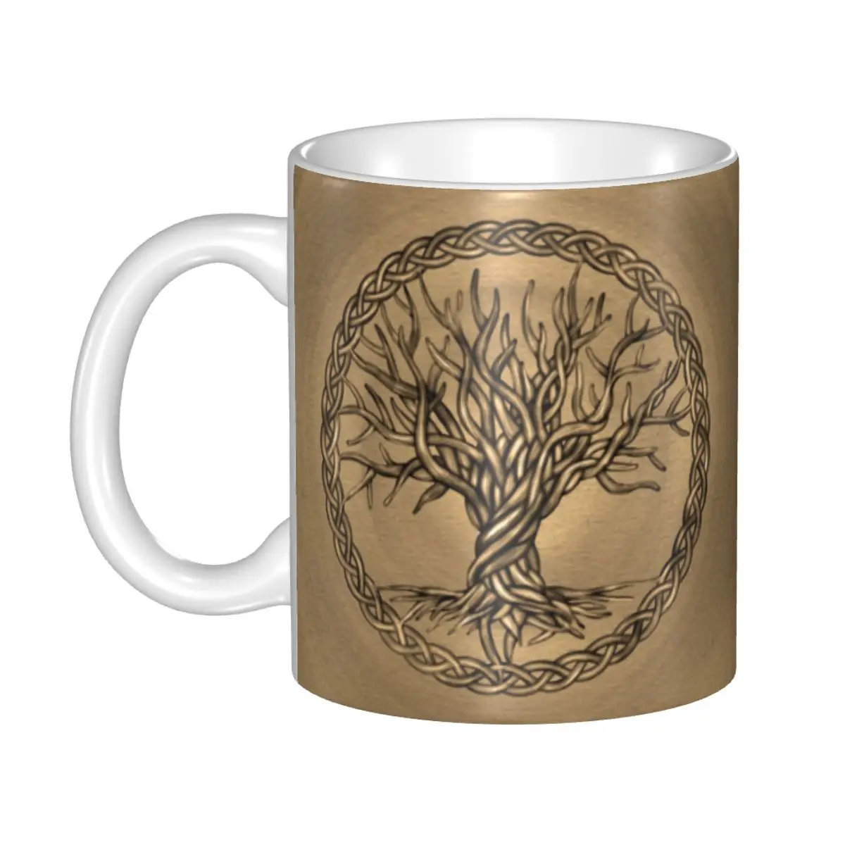 

Personalized Tree Of Life Sepia Mug DIY Vikings Yggdrasil Ceramic Milk Tea Coffee Cups Outdoor Work Camping Mugs
