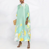 womens long muslim fashion o neck dress oversize flower print casual loose short sleeve maxi dress female arabic robe