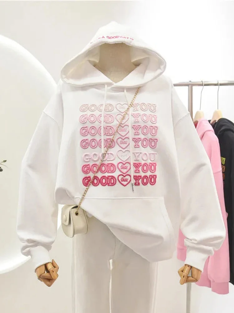 Женские толстовки с принтом Leter пуловер большого размера длинным рукавом Свитшот