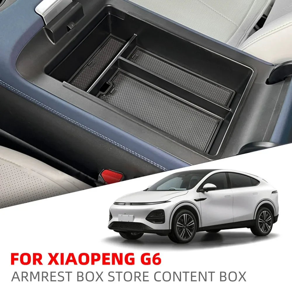 Фото Для Xiaopeng G6 ящик для хранения в подлокотнике, органайзер для центрального управления автомобиля, контейнер для укладки, аксессуары для внутреннего лотка из АБС-пластика №1