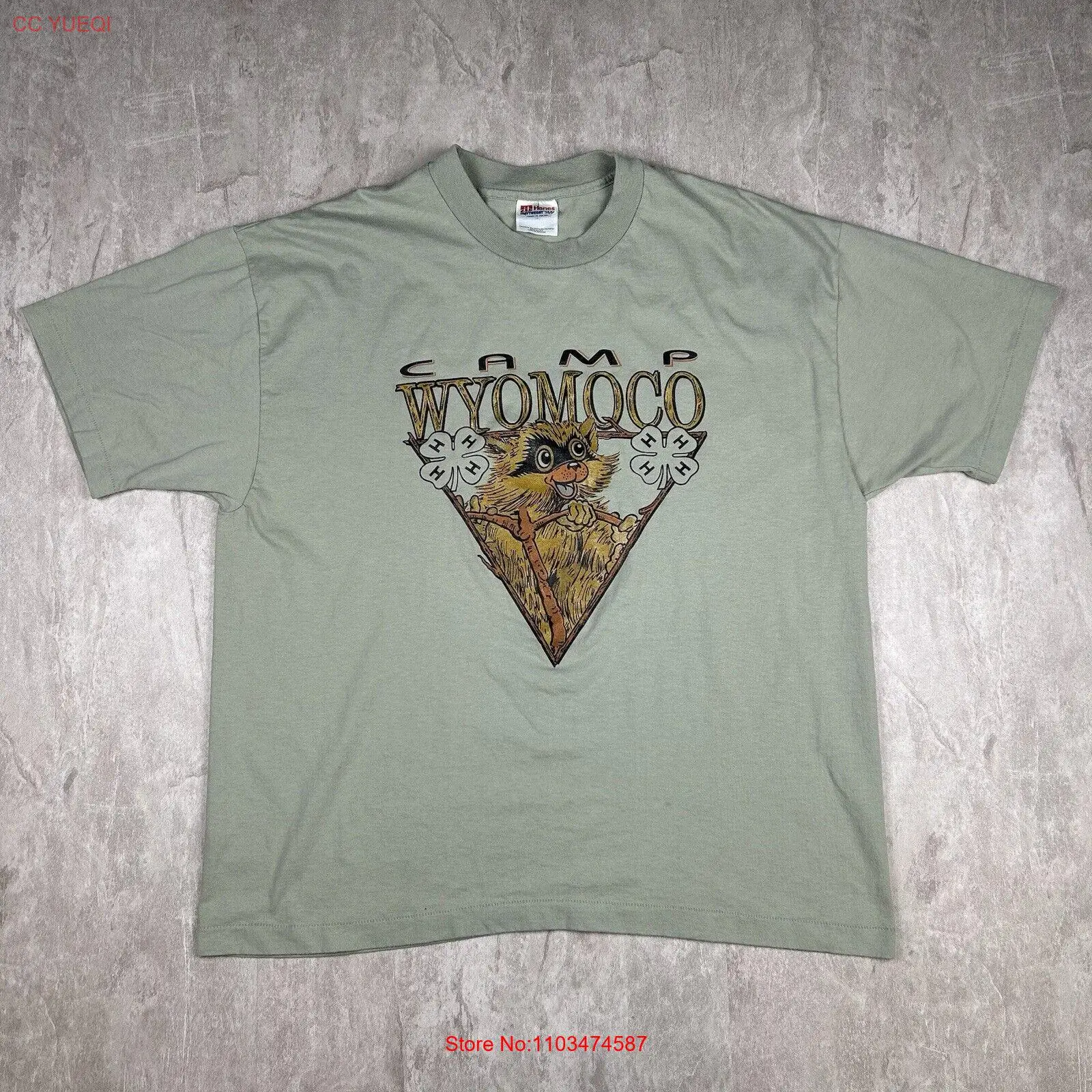 Винтажная зеленая футболка 90s для кемпинга Wyomoco Upstate NY детский лагерь мужчин