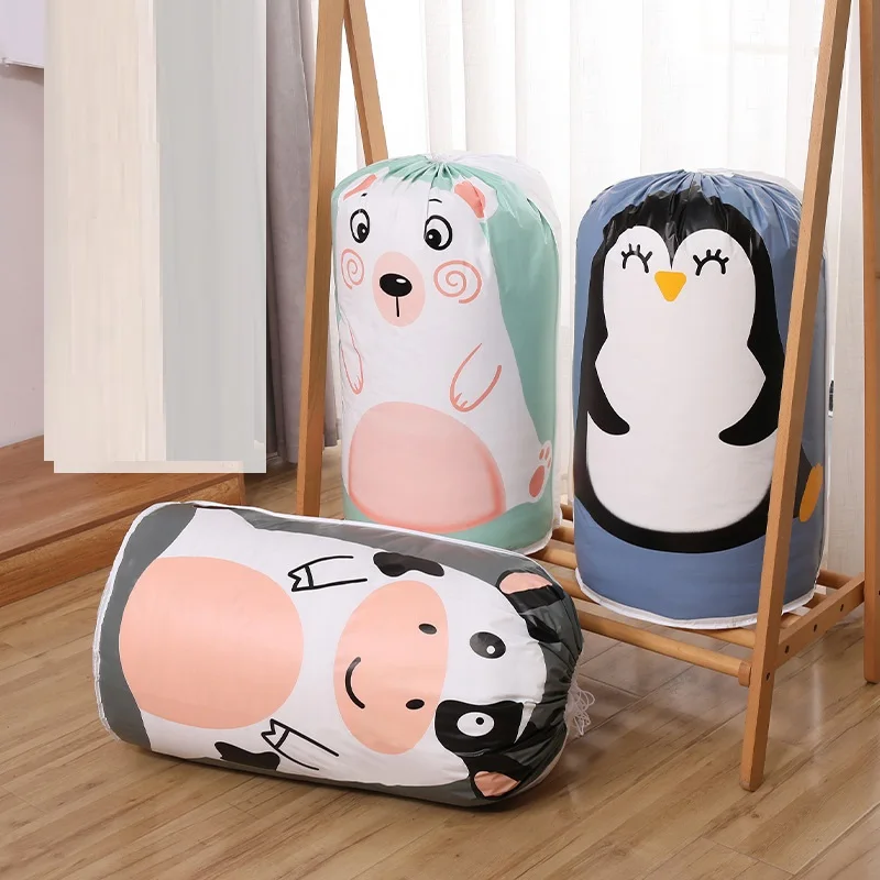 

quilt storage bag Cartoon Bear Collapsible Storage Bag Transparent Storage Organizer Travel Clothes Blanket Baby Toy Basket Suit
