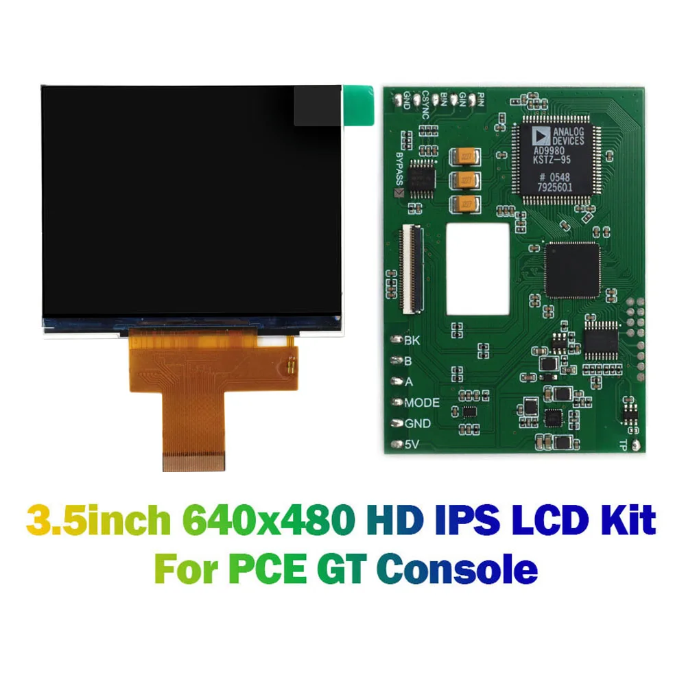 Фото 3,5-дюймовый IPS LCD-дисплей для PCE GT 640x480 HD RGB с подсветкой для консоли PC Engine GT с меню OSD и RGBS-платой №1