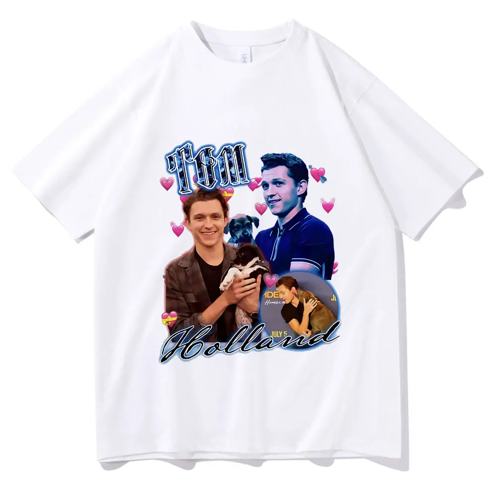 

Tom Holland Same Style Print Tshirt Funny Man Fashion Tees Men Women Unisex Quality Cotton T-shirt Male T Shirts Mens Streetwear