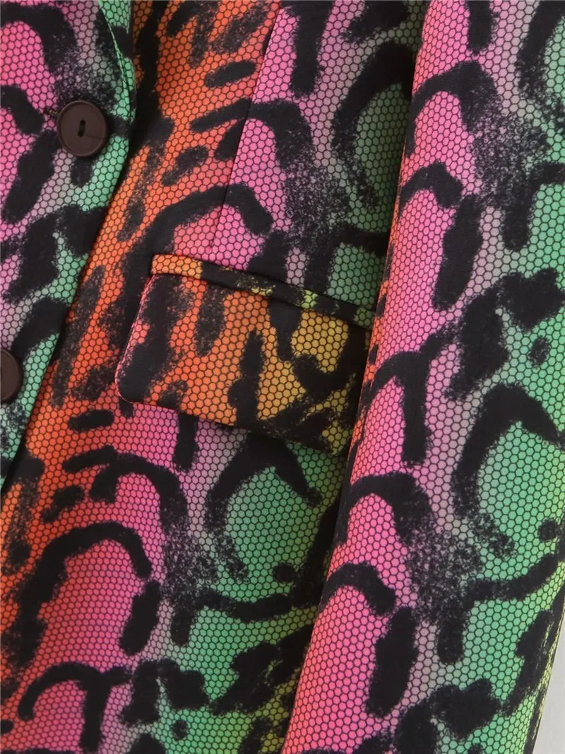 Women Hip Pop Gradient Snake Print Blazer Suit Street Indie Fashion Blazer Double Breasted Punk Streetwear Mid Length Coats Y2k