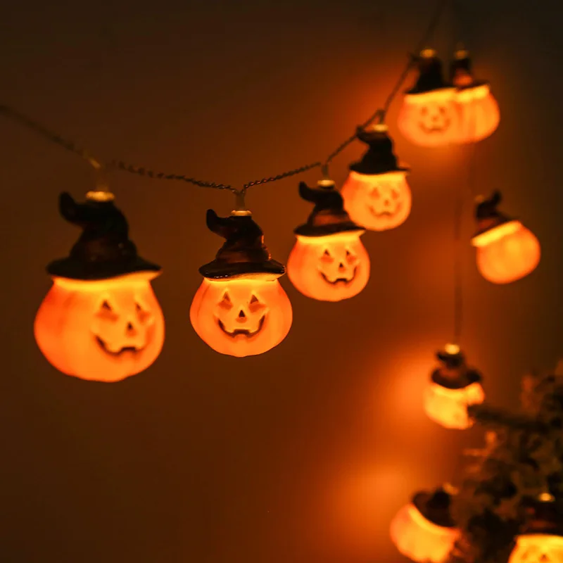 

The Led Halloween Decoration Pumpkin Lantern String Ghost Festival Ghost Decorative Lights Skull Horror Party Solar Cell Lights