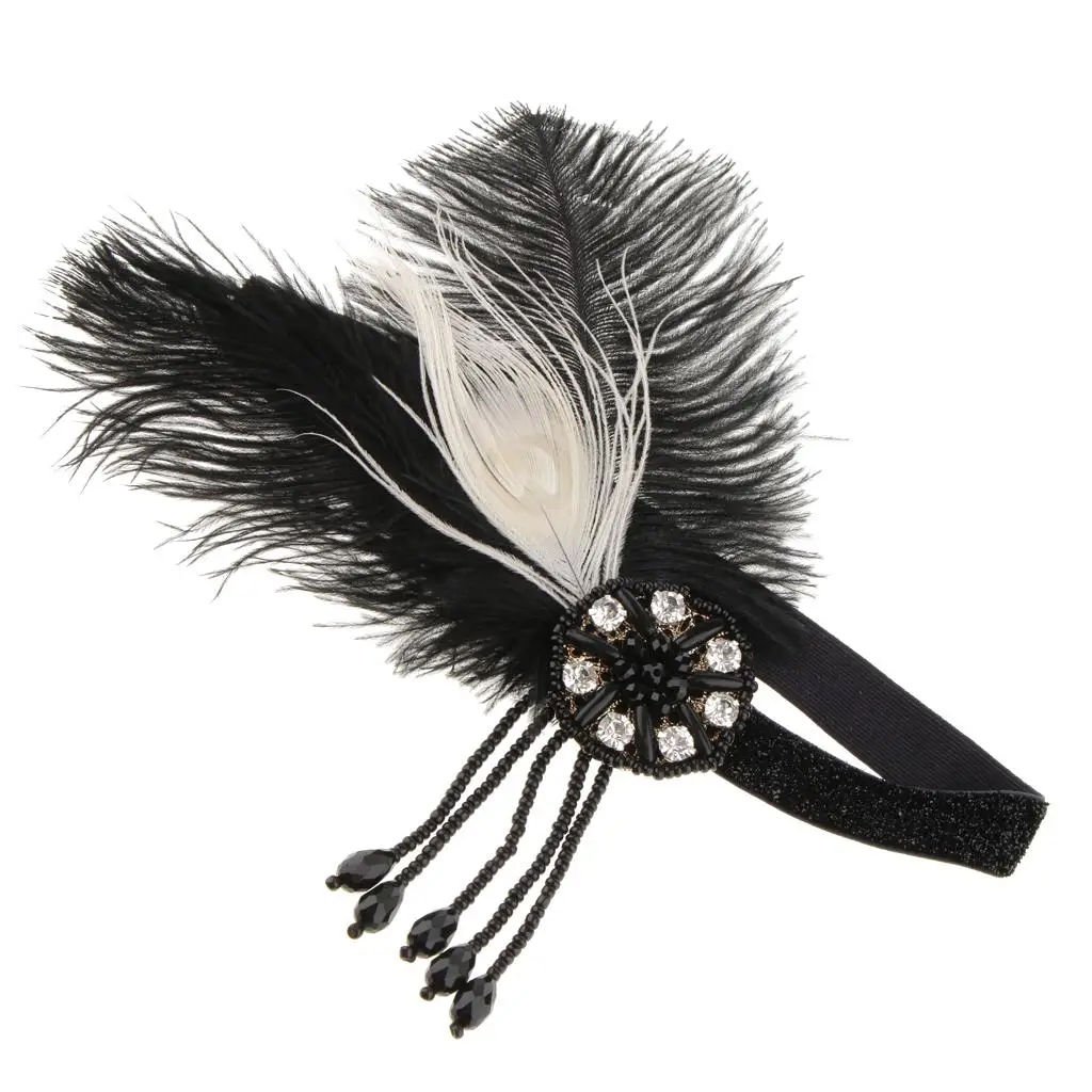 Женская повязка на голову с кисточками и перьями 1920-х годов головные уборы