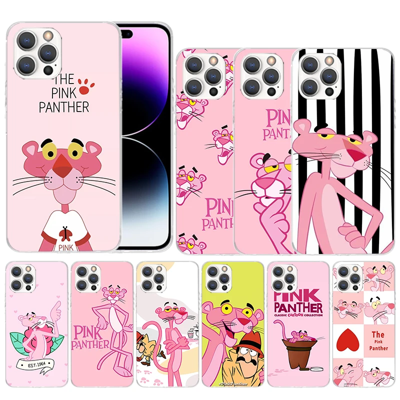 

Мягкий чехол с рисунком розовой Пантеры для iPhone 14 13 12 Mini 11 Pro Max, чехол для телефона с рисунком X XS XR 7 Plus 8 + 6 6S 5 SE, чехол с рисунком