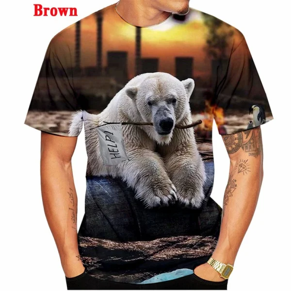 

Брендовая летняя футболка BIANYILONG, новая модная футболка с 3D-принтом белого медведя, мужские и женские футболки с короткими рукавами с животными