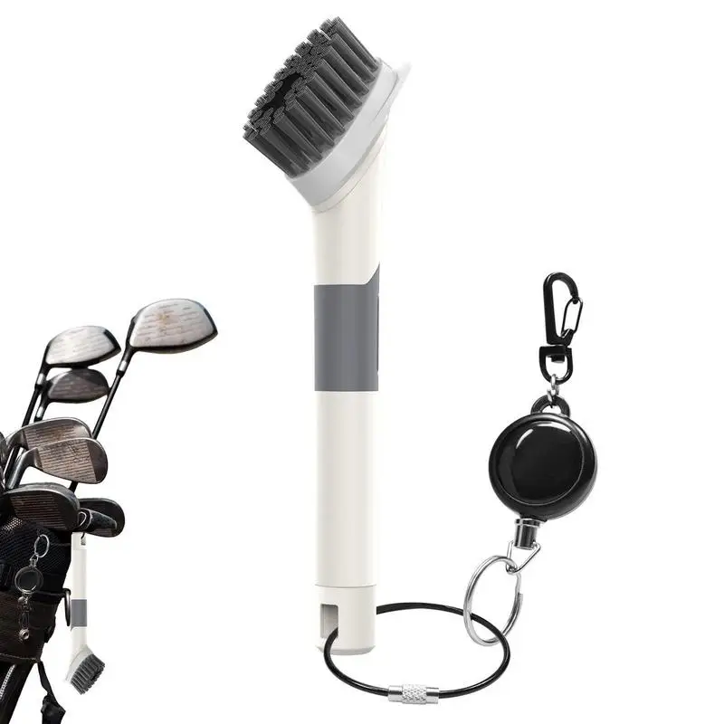 

Golf Club Cleaning Brush Nylon-Bristles Head Golf Cleaning Brush Golf Brush And Groove Cleaner With Zip-line Carabiner Squeeze