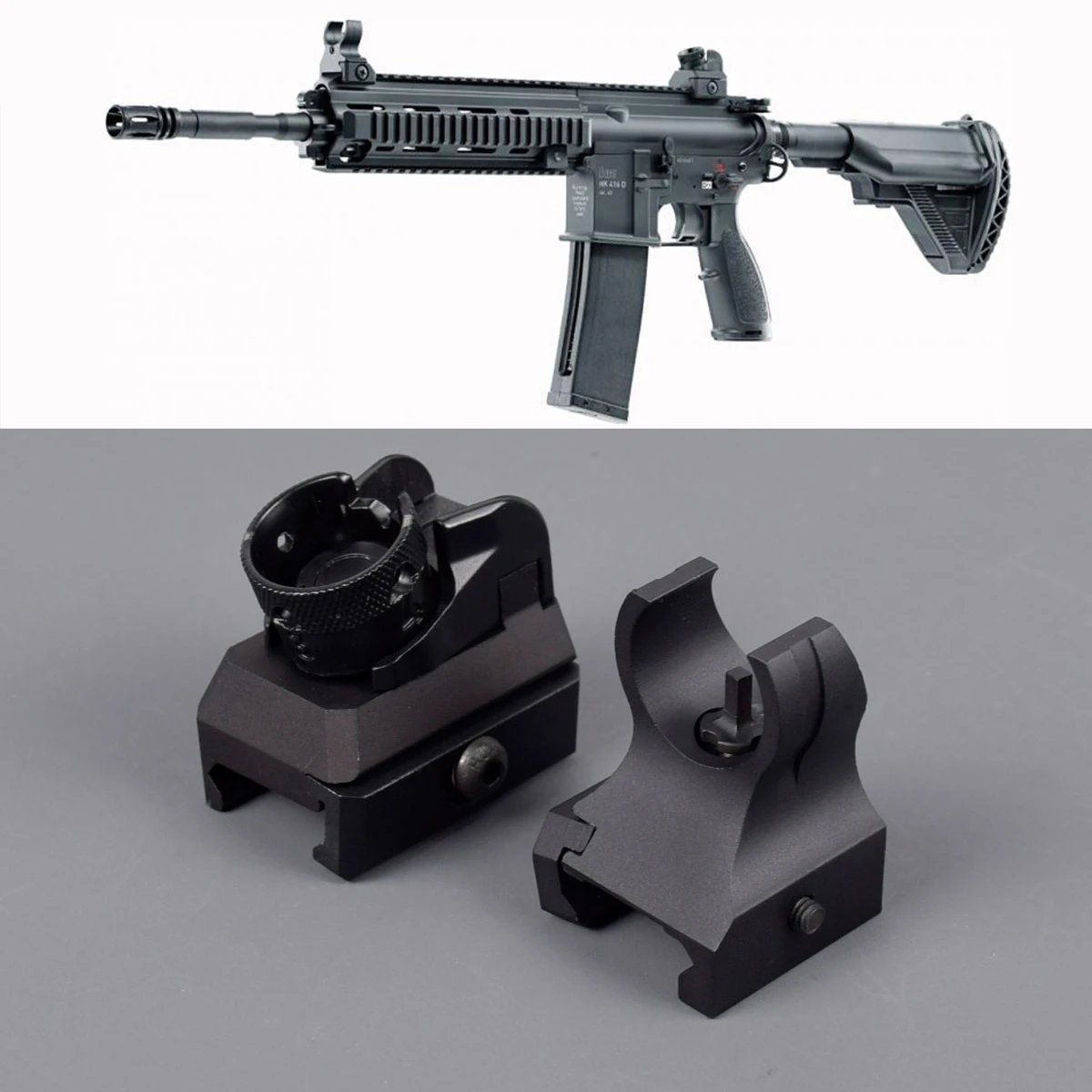 

Tactical HK 416 Style Picatinny Iron Sights Set Front And Rear Sight HK G3 HK33/53 Hk Diopter Hunting Airsoft Military Accessory