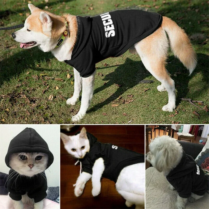 

2021 Pet Dog Cat Costume Hooded Coat Jacket Vest Hoodie Jumper Puppy Security Clothes