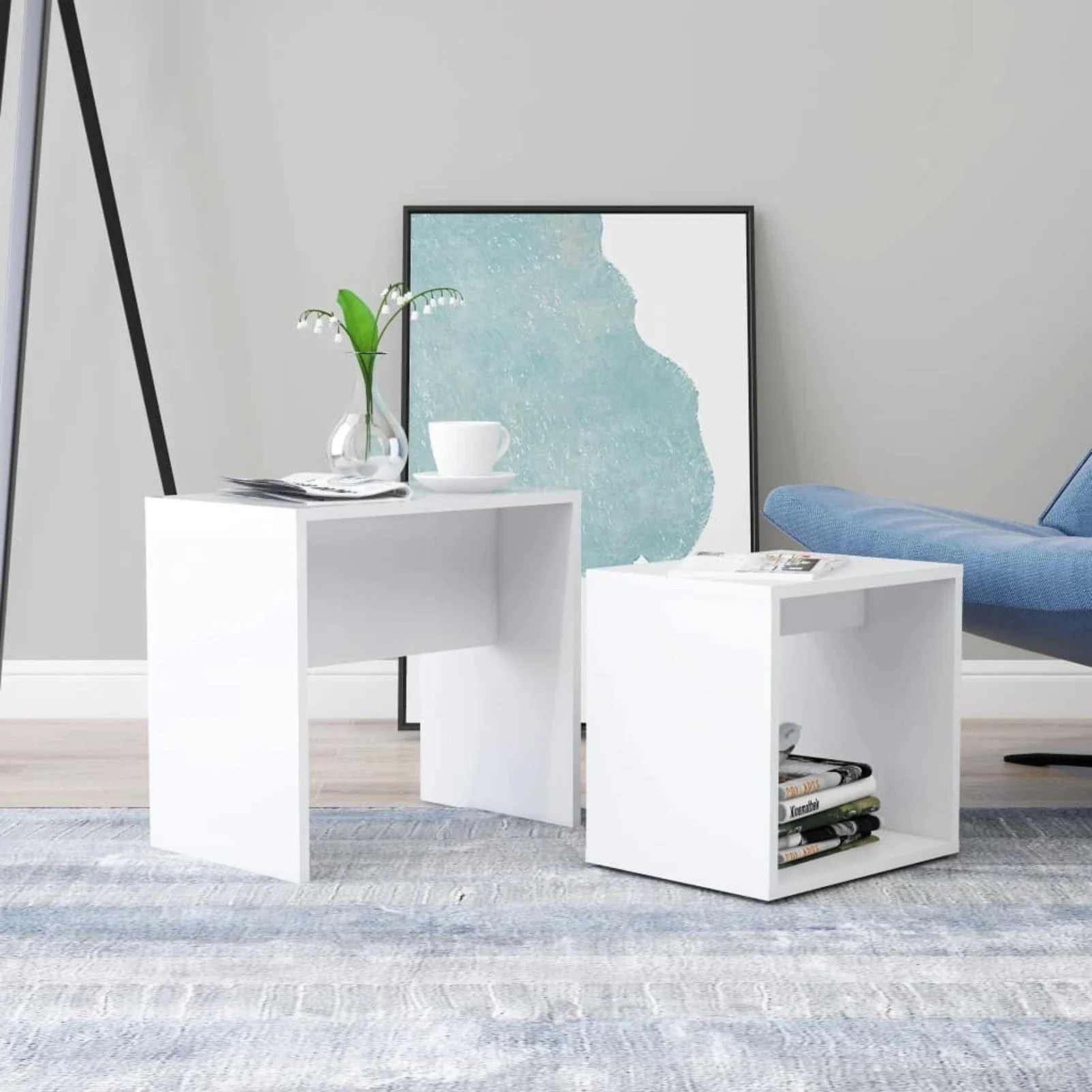 

Coffee Table Set White 18.9"x11.8"x17.7" Chipboard