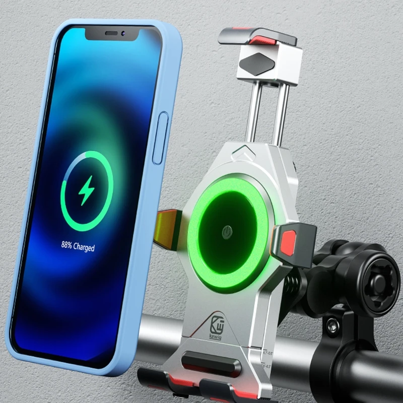 

1 Set Motorcycle Handlebar Cell Phone Charging Adapter Holder 15W Wireless Charger Fast Charging for 4.7"-7.2" Cellphone