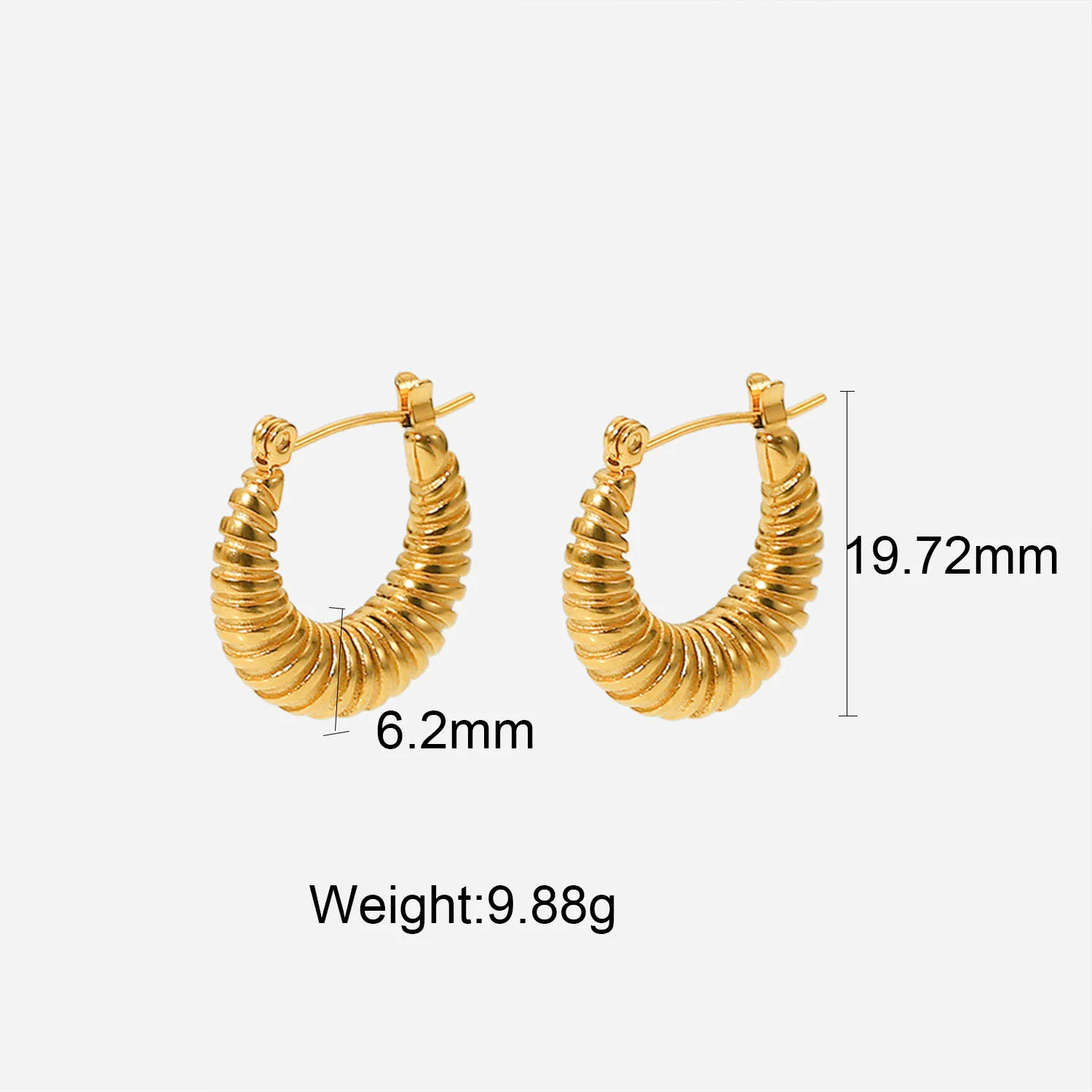 Stainless Steel PVD 18K Gold Plated Tarnish Waterproof Oval Twist Hoop Earrings For Woman Jewelry Wholesale Trendy