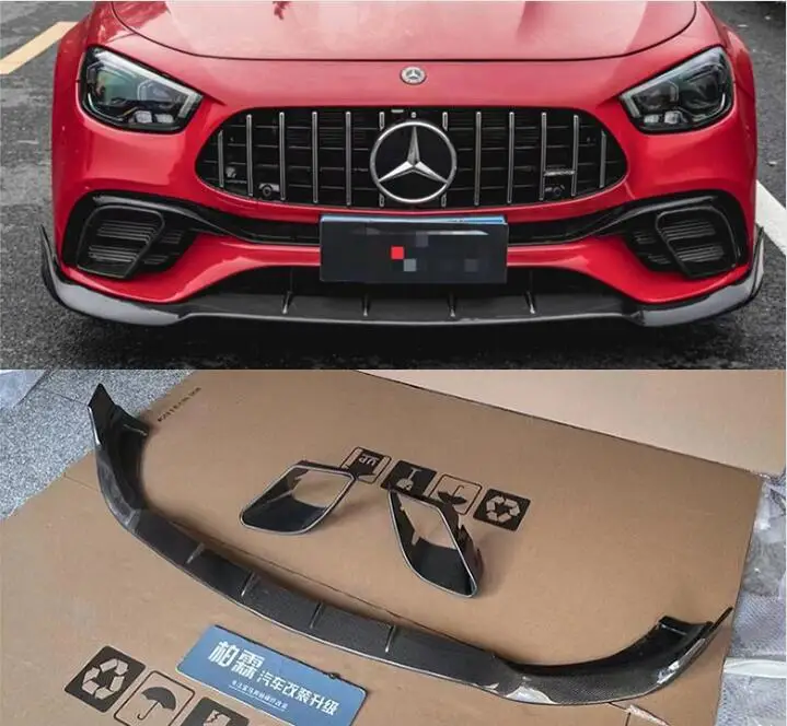 

Front bumper Lip For Mercedes-Benz E Class W213 E63 E63s 2021 2022 2023 Spoiler Lid Fog light Air Vent Outlet Cover Carbon Fiber